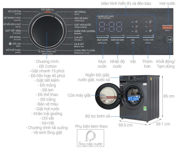 Máy giặt Toshiba TW-T21BU110UWV(MG) Inverter 10kg - Ảnh 3