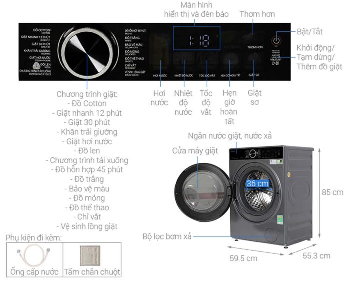 Máy giặt Toshiba TW-T25BU115MWV(MG) Inverter 10.5kg - Ảnh 3