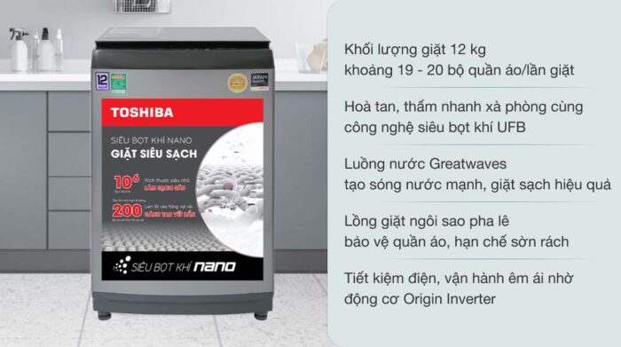 Máy giặt Toshiba AW-DUK1300KV(SG) Inverter 12kg - Ảnh 2