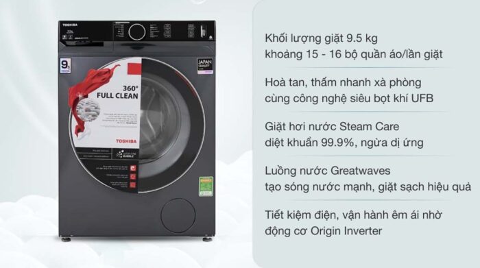 Máy giặt Toshiba TW-BK105G4V(MG) Inverter 9.5kg - Ảnh 2