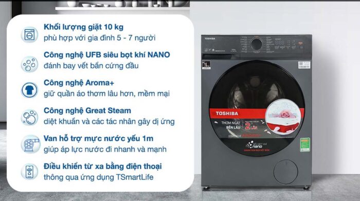 Máy giặt Toshiba TW-T21BU110UWV(MG) Inverter 10kg - Ảnh 2