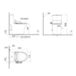 Bản vẽ kĩ thuật Bồn cầu thông minh CAESAR C1391F TAF400H nắp rửa điện tử