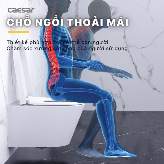 Bồn cầu treo tường CAESAR CPT1505 két nước âm TH1520 - Ảnh 10