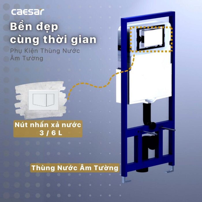 Bồn cầu treo tường CAESAR CPT1505 két nước âm TH1520 - Ảnh 11