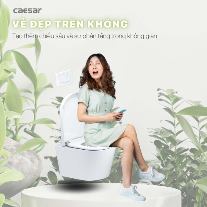 Bồn cầu treo tường CAESAR CPT1505 két nước âm TH1520 - Ảnh 12