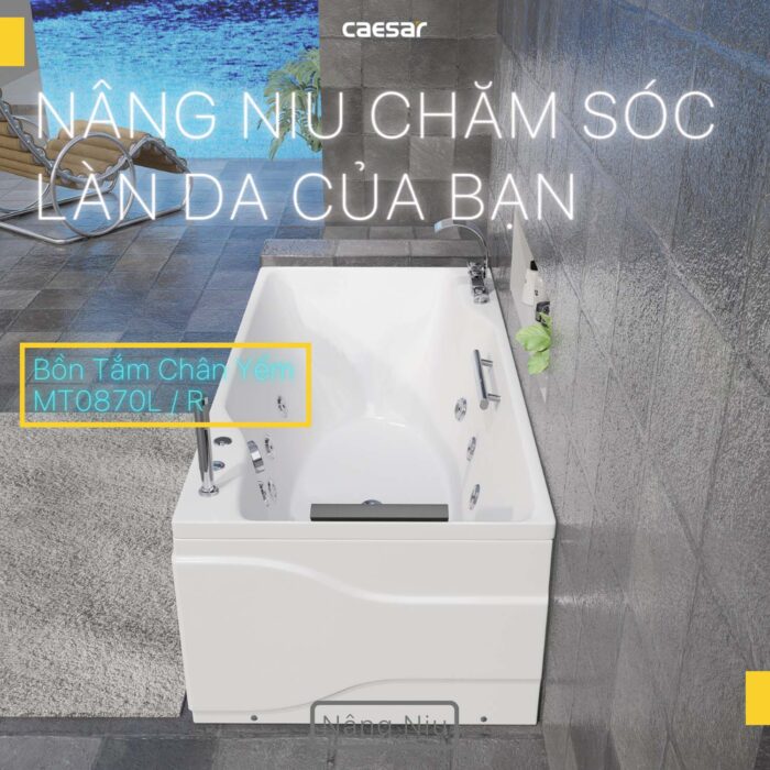 Bồn tắm CAESAR MT0870L MT0870R Massage chân yếm 1.7M - Ảnh 4