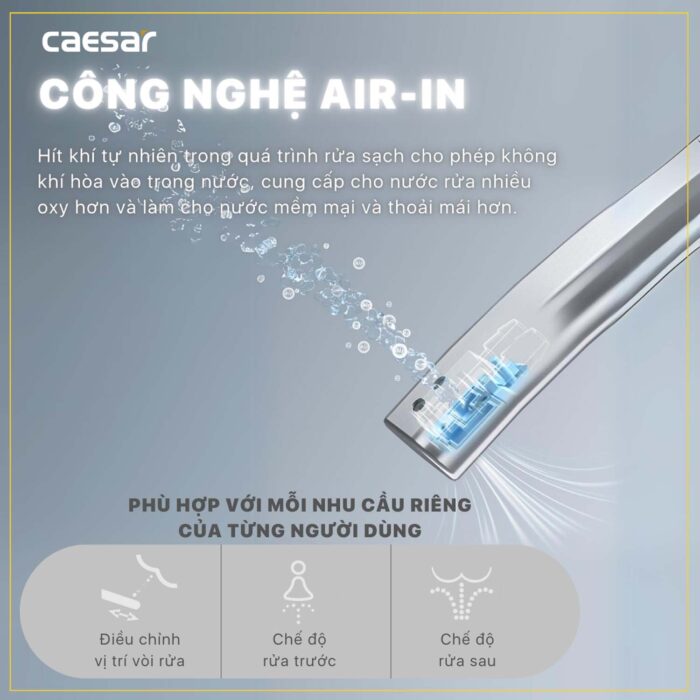 Bồn cầu thông minh CAESAR CD1325 TAF512H nắp rửa điện tử - Ảnh 18