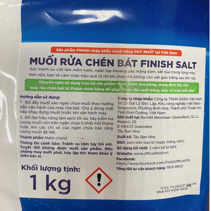 Muối rửa bát Finish Salt túi 1.0kg - Ảnh 3