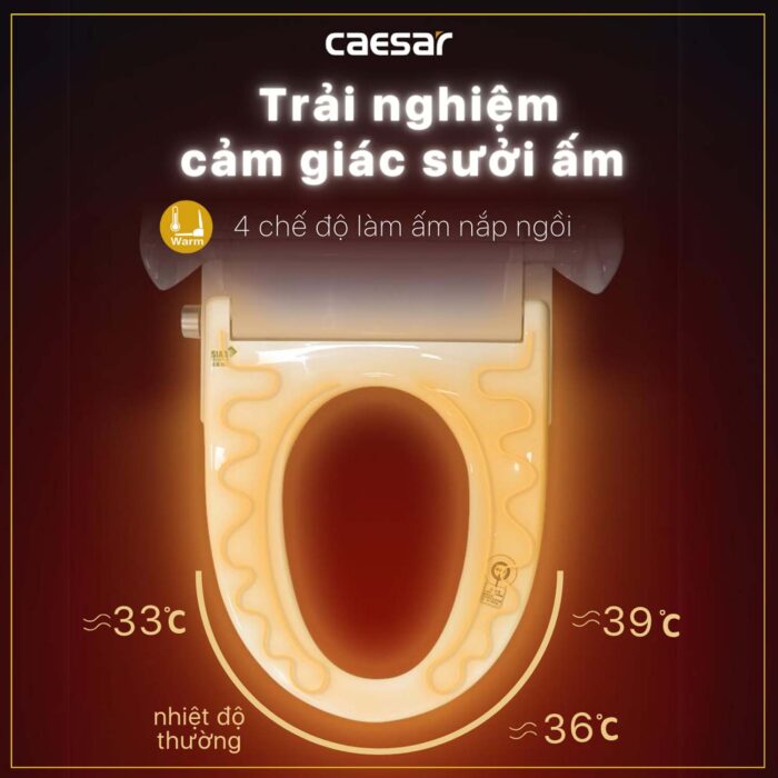 Bồn cầu thông minh CAESAR CD1325 TAF512H nắp rửa điện tử - Ảnh 9