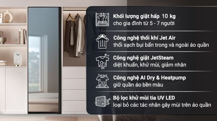 Tủ chăm sóc quần áo Samsung DF10A9500CG/SV Bespoke 5 Móc - Ảnh 2