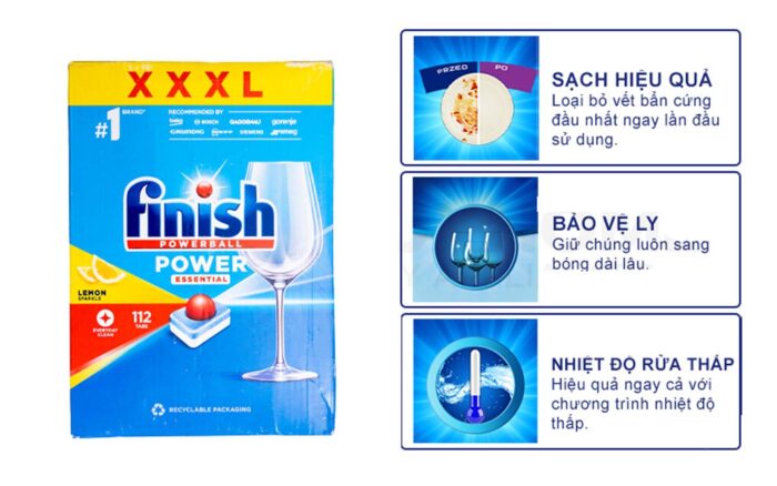 Viên rửa bát Finish Power Essential túi 112 viên hương chanh - Ảnh 4