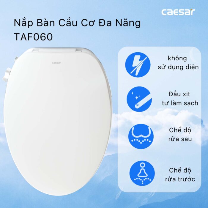 Bồn cầu thông minh CAESAR C1391 + TAF060 nắp rửa cơ - Ảnh 8