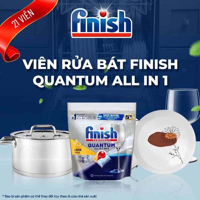Viên rửa bát Finish Quantum All In 1 túi 21 viên hương chanh - Ảnh 12