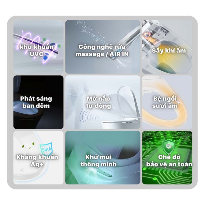 Bồn cầu thông minh CAESAR CD1325 TAF512H nắp rửa điện tử - Ảnh 6