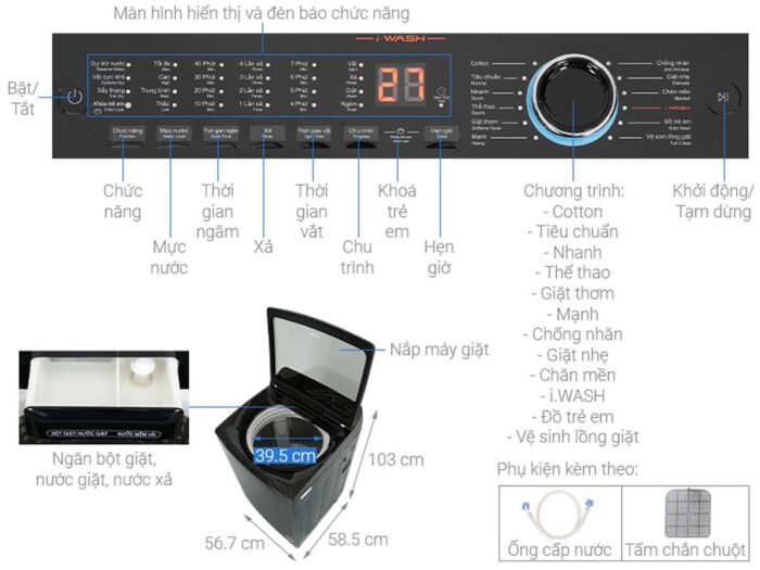 Máy giặt Aqua AQW-FR120HT.BK 12kg - Ảnh 3