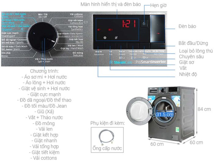 Máy giặt Beko WCV9614XB0STM 9kg Inverter - Ảnh 3