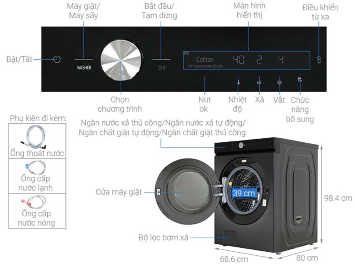 Máy giặt Samsung WF24B9600KV/SV Bespoke Inverter 24kg - Ảnh 3