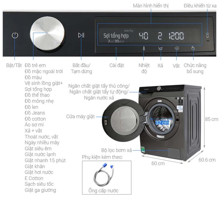 Máy giặt Samsung WW10T634DLX/SV Inverter 10kg - Ảnh 3