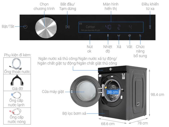 Máy giặt sấy Samsung WD21B6400KV/SV 21kg 12kg Bespoke Inverter - Ảnh 3