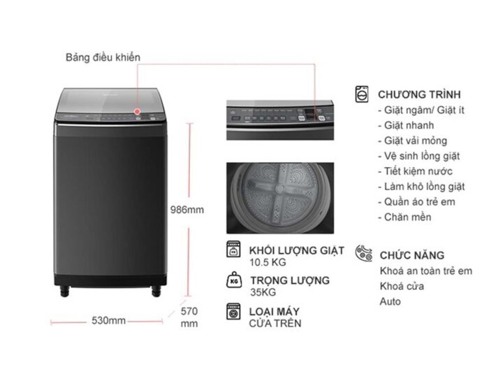 Máy giặt Sharp ES-X105HV-S Inverter 10.5kg - Ảnh 12