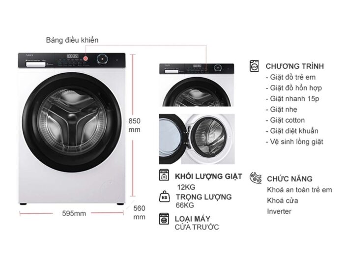 Máy giặt Aqua AW12-BP4959U1K(W) Inverter 12kg - Ảnh 2