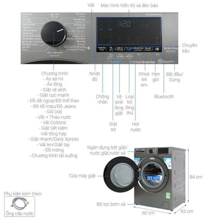 Máy giặt Beko WCV10648XSTM 10kg Inverter - Ảnh 2