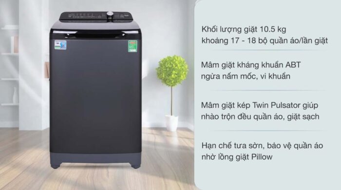Máy giặt Aqua AQW-FR105GT.BK 10.5kg - Ảnh 2