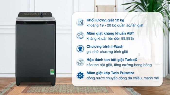Máy giặt Aqua AQW-FR120HT.BK 12kg - Ảnh 2