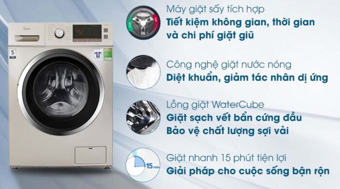 Máy giặt sấy Midea MFC90-D1401 9kg 6kg - Ảnh 2
