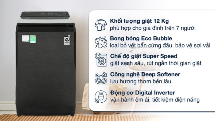 Máy giặt Samsung WA12CG5745BV/SV Inverter 12kg - Ảnh 2
