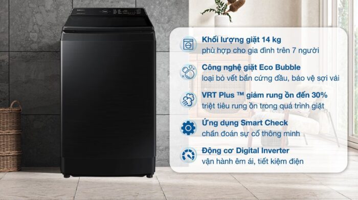 Máy giặt Samsung WA14CG5745BV/SV Inverter 14kg - Ảnh 2