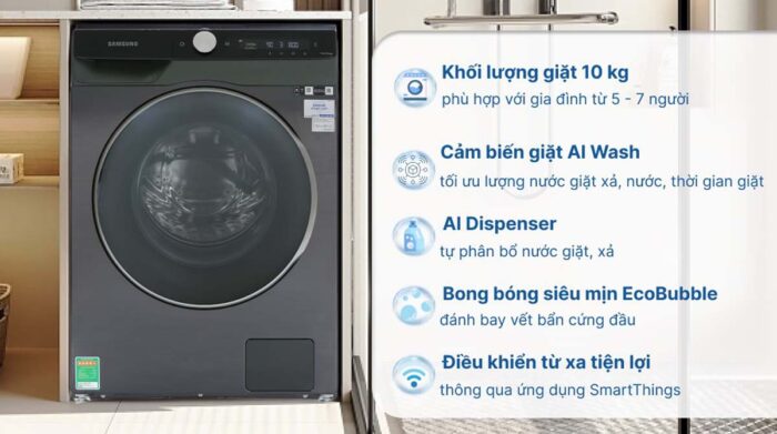 Máy giặt Samsung WW10TP44DSB/SV Inverter 10kg - Ảnh 2