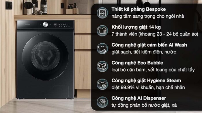 Máy giặt Samsung WW14BB944DGBSV Inverter Bespoke AI 14kg - Ảnh 2