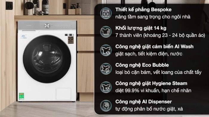 Máy giặt Samsung WW14BB944DGH/SV Bespoke Inverter 14kg - Ảnh 2
