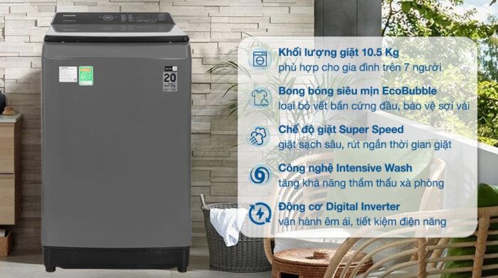 Máy giặt Samsung WA10CG5745BDSV Inverter 10.5kg - Ảnh 2