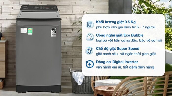 Máy giặt Samsung WA95CG4545BDSV Inverter 9,5kg - Ảnh 2