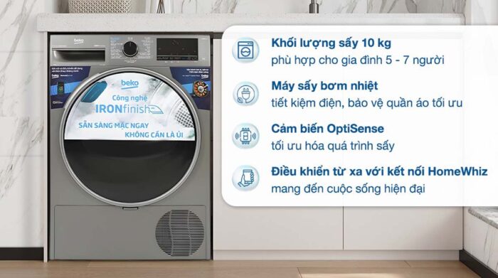 Máy sấy quần áo Beko B5T4429WM 10Kg Inverter - Ảnh 2