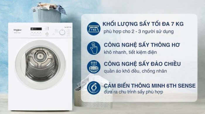 Máy sấy quần áo Whirlpool AWD712S2 7Kg - Ảnh 2