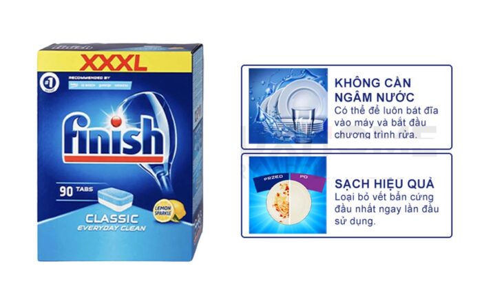 Viên rửa bát Finish Classic hộp 90 viên hương chanh - Ảnh 2
