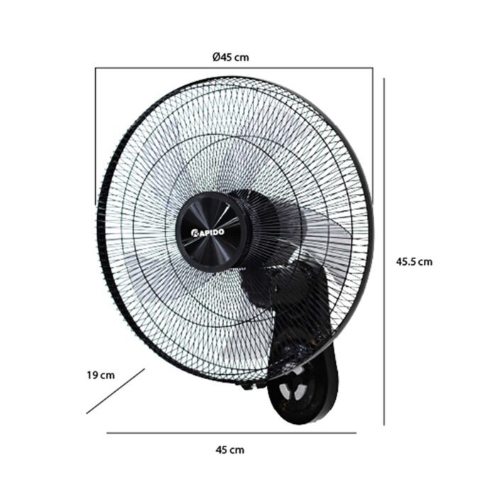 Quạt treo tường RAPIDO RWF-16AWD đen - Ảnh 2