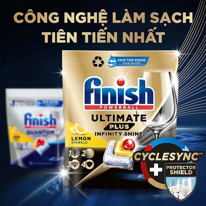Viên rửa bát Finish Ultimate Plus All In 1 túi 33 viên hương chanh - Ảnh 10