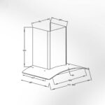 Bản vẽ kích thước Máy hút mùi VINGER VG-227-ATC 70cm kính cong