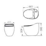 bản vẽ kích thước Bồn cầu 1 khối GUCEN G-BCG96W