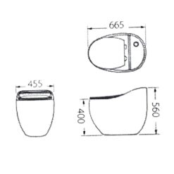 bản vẽ kích thước Bồn cầu 1 khối GUCEN G-BCG96W