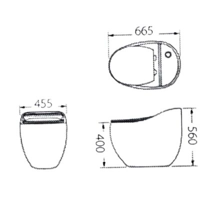 bản vẽ kích thước Bồn cầu 1 khối GUCEN G-BCG96W