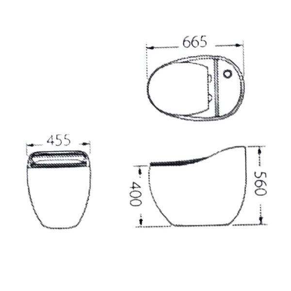bản vẽ kích thước Bồn cầu 1 khối GUCEN G-BCG96W