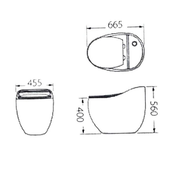 bản vẽ kích thước Bồn cầu 1 khối GUCEN G-BCG96W