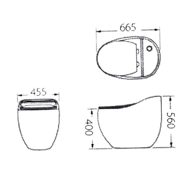 bản vẽ kích thước Bồn cầu 1 khối GUCEN G-BCG96W