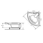 bản vẽ kích thước Bồn tắm GUCEN G-BG001S yếm vòi sen massage