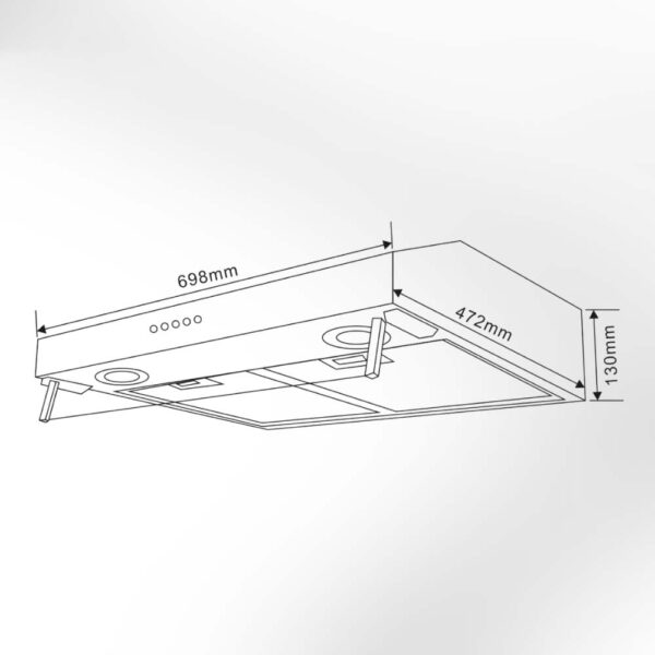 Bản vẽ kích thước Máy hút mùi VINGER VG-117-EC 70cm cổ điển